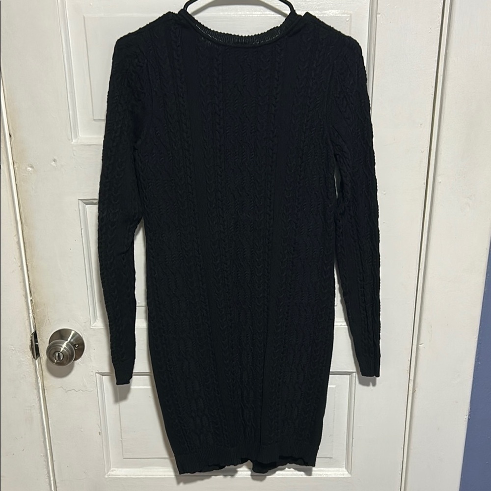 Peruvian Connection Black Ribbed Mock Neck Sweater Dress - Picture 4 of 7